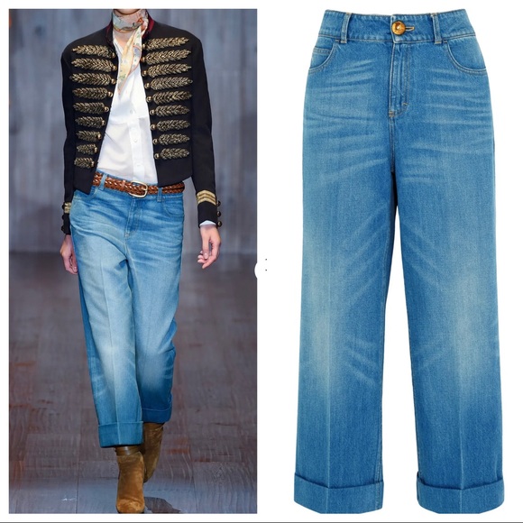 Gucci Denim - GUCCI Cropped high-rise wide-leg jeans